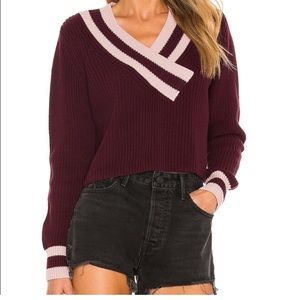 525 Varsity V-Neck Sweater in Malbec Multi